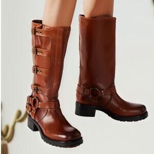 NIB Steve Madden Rocky Cognac Leather Strappy Biker Hippy Festival Fall 9.5